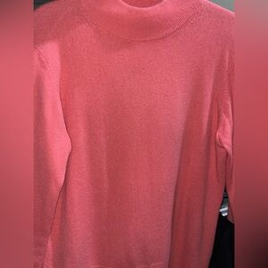 Investments Women's Turtleneck 100% Cashmere Sweater in Coral Pink